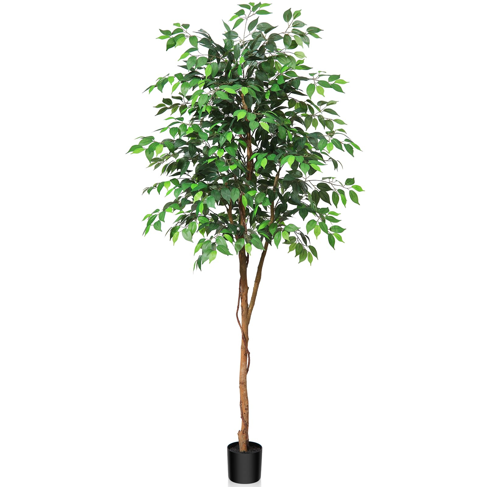 Kazeila 7 Feet Artificial Ficus Tree - Fake Silk Plants with Lifelike Leaves and Natural Wood Tru... | Amazon (US)