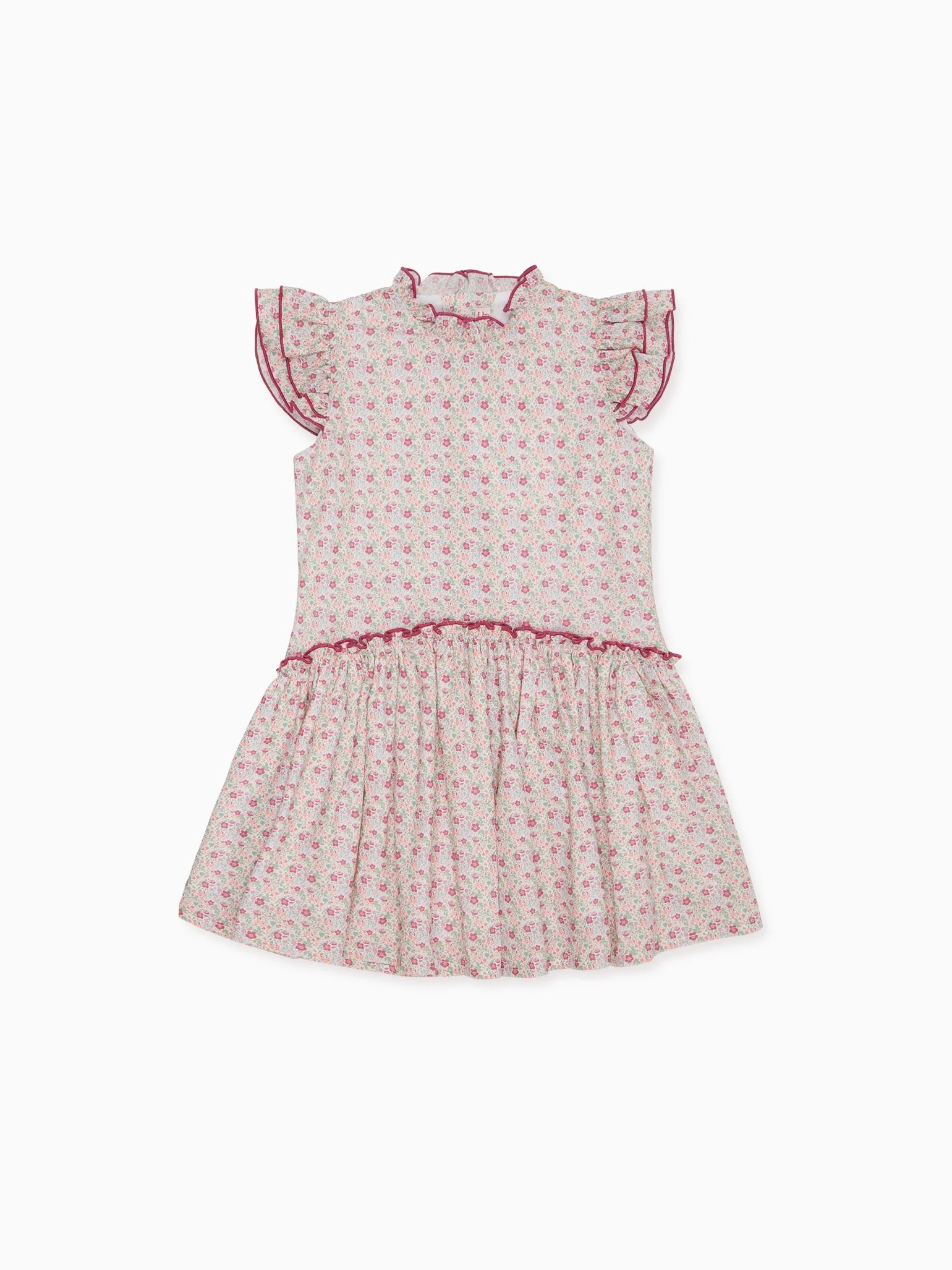 Pink Floral Filomela Girl Drop Waist Dress | La Coqueta (US)
