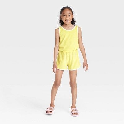 Girls' Sleeveless Romper - Cat & Jack™ Yellow | Target