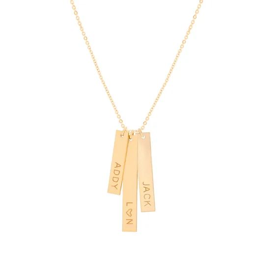 Gold Triple Vertical Bar Necklace / Vertical Nameplate Necklace / Vertical Name Necklace | Etsy (US)