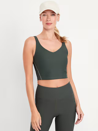 Light Support PowerSoft Ribbed Longline Sports Bra | Old Navy (US)