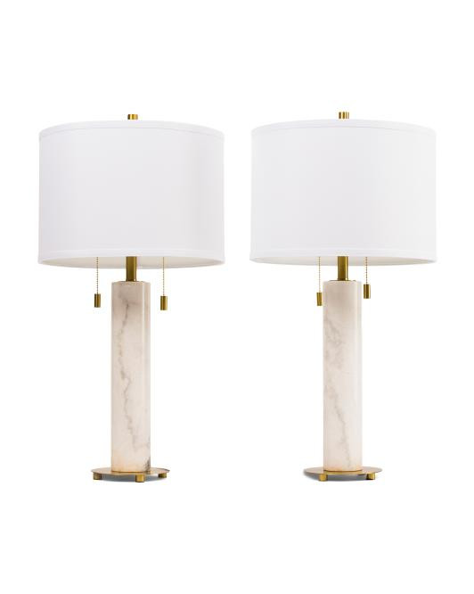 2pk 26in Double Pull Marble Table Lamps | TJ Maxx
