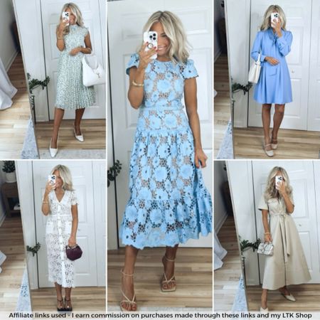 Graduation dresses (*blue lace dress is from last season and it’s by Self-Portrait, linking this season’s version below! Exact white lace dress linked below, also linking some alternatives because it’s starting to sell out!)