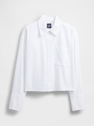 Organic Cotton Oxford Oversized Crop Shirt | Gap (US)
