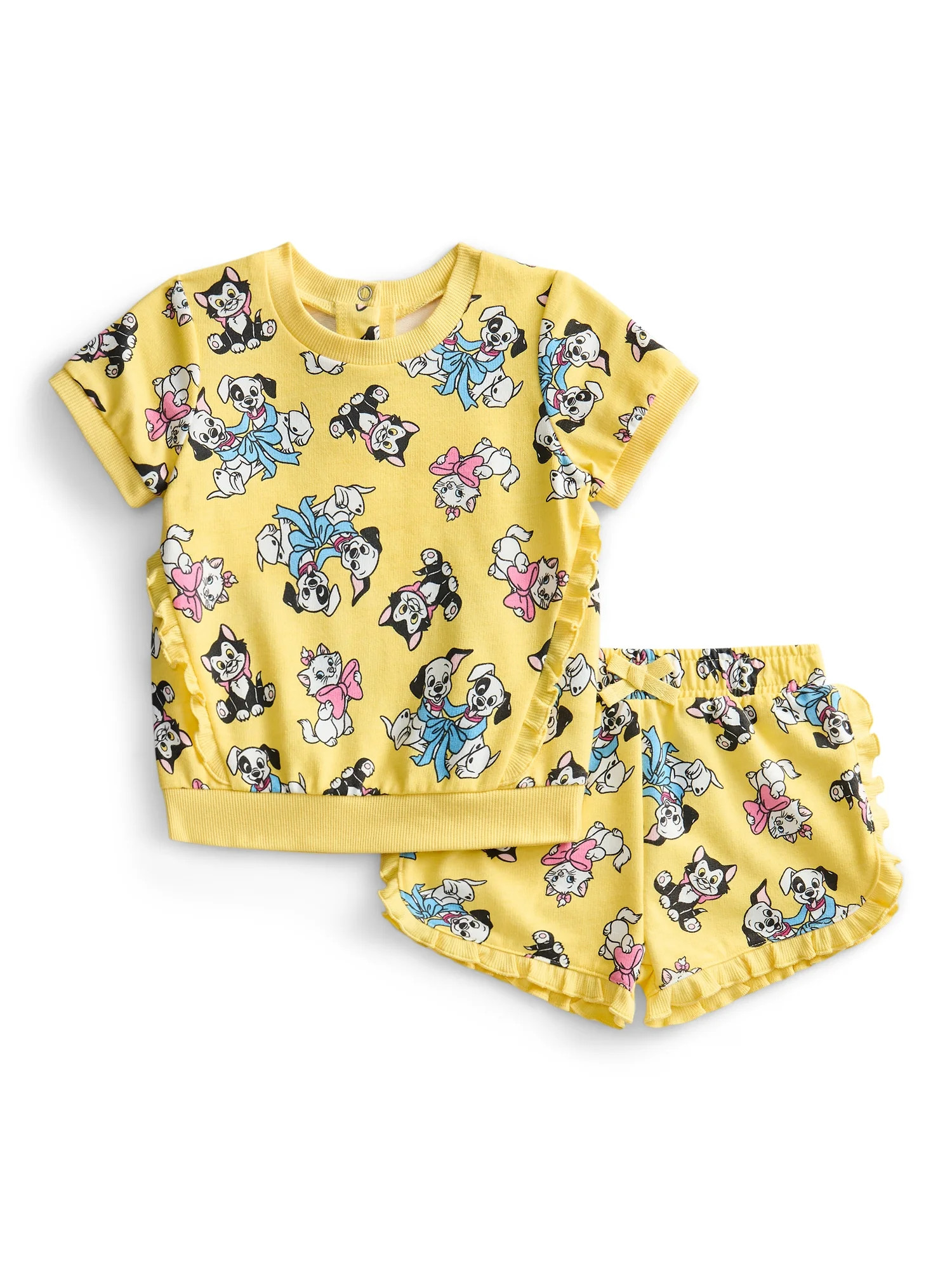 Disney Pets Baby Girls Matching Print Ruffle Top and Shorts Set, 2-Piece, Sizes 0/3M-24M | Walmart (US)