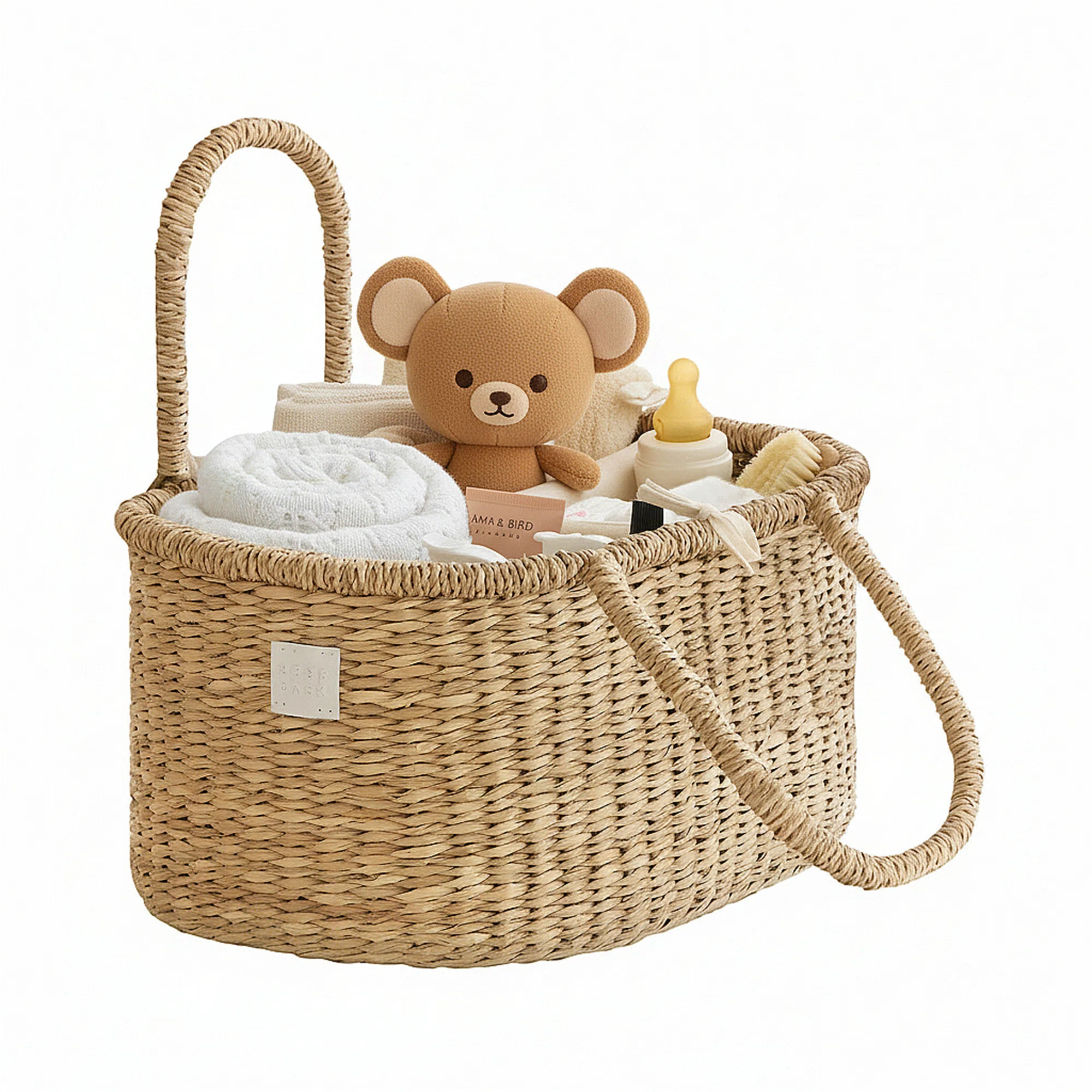 Seagrass Diaper Caddy Organizer, 16X11 Inch Woven Rattan Nursery Storage Basket With Cotton Divid... | Wayfair North America