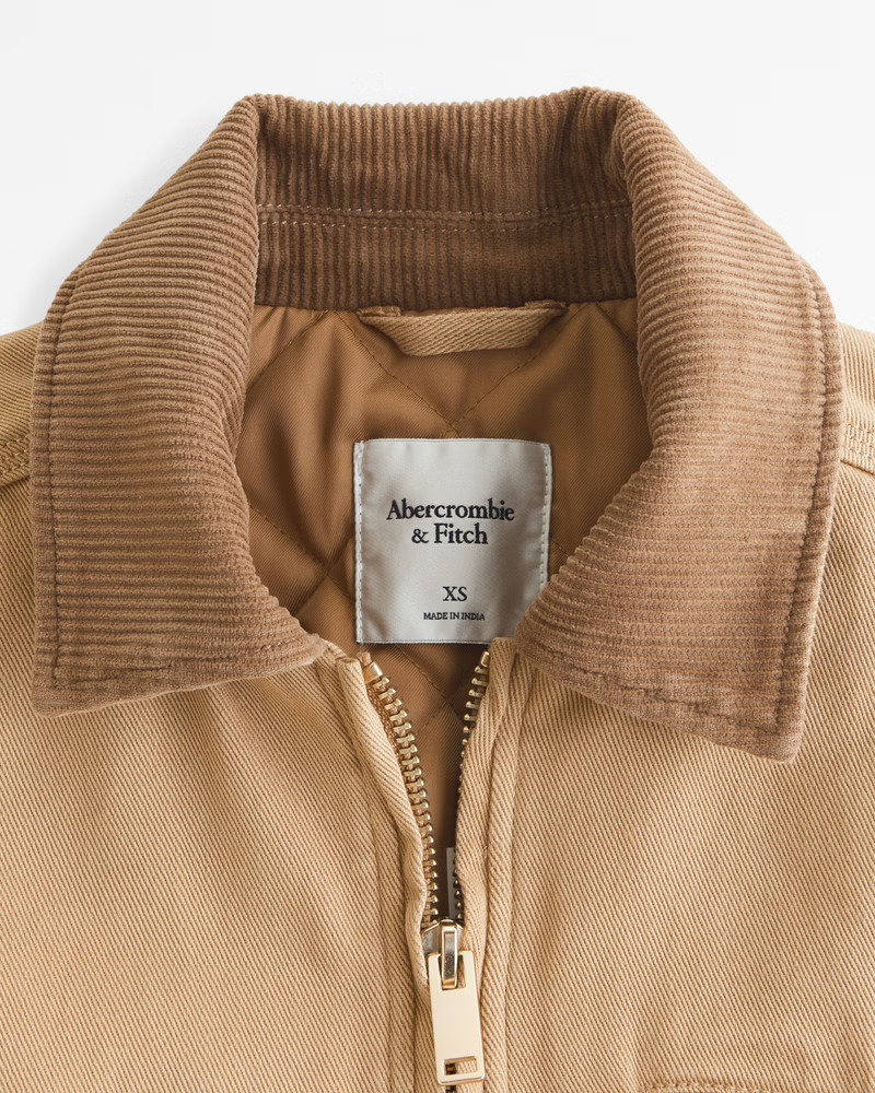 Cropped Twill Workwear Jacket | Abercrombie & Fitch (US)