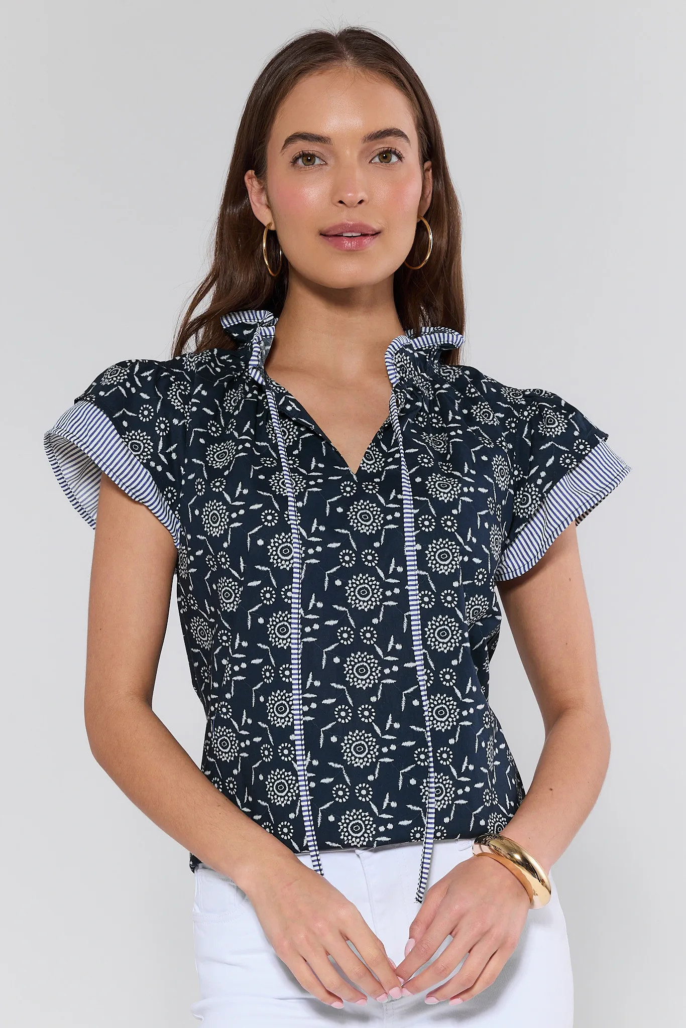 Hadley Floral Flutter Sleeve Top | Avara