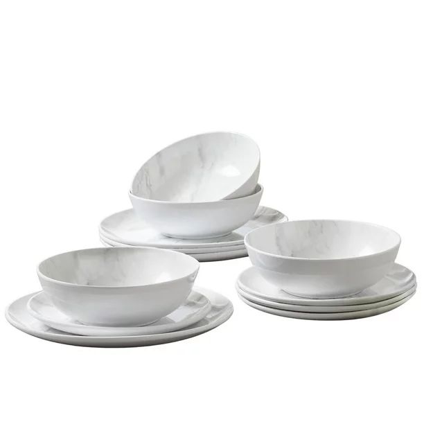 Better Homes & Garden 12-Piece Melamine Marble Dinnerware Set | Walmart (US)