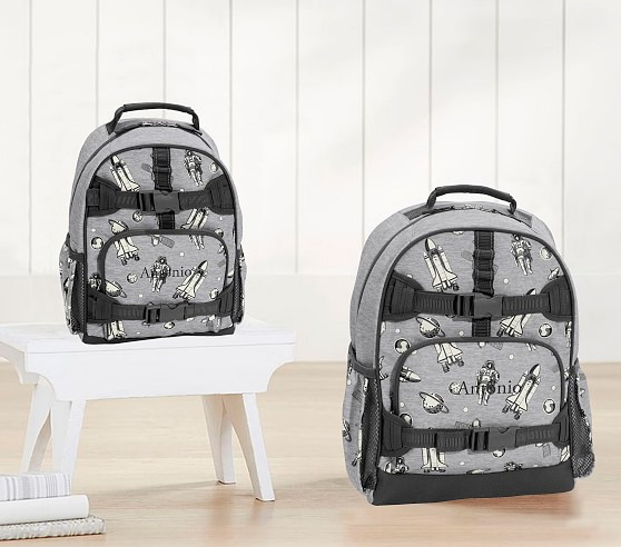 Mackenzie Recycled Gray Space Flight Glow-in-the-Dark Backpacks | Pottery Barn Kids
