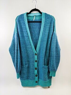 New Free People Snow Drop Cardigan Sweater Nile Blue Combo Sz Xs | eBay US