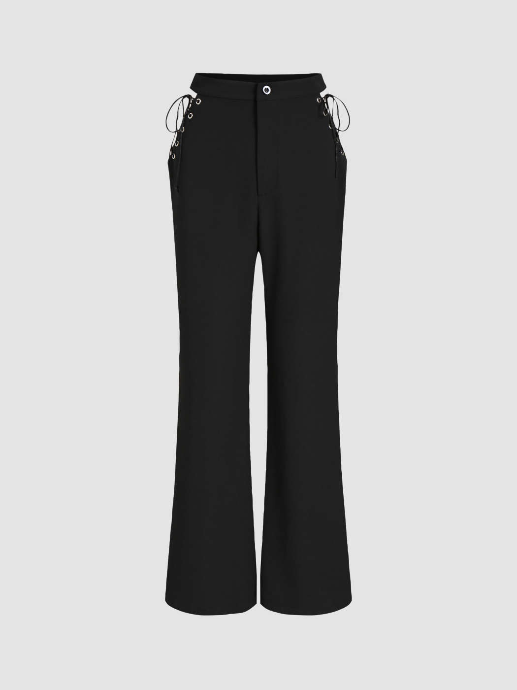 Solid Lace Up Side Flare Pants | Cider