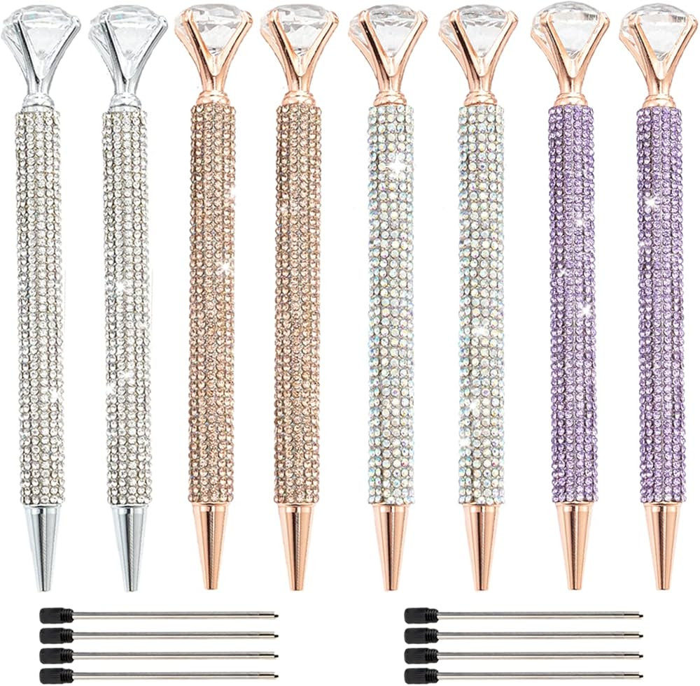 Coomatec 8 PACK Bling Colored Diamond Pens Set,Glittery Smooth Pens,Perfect for Women, Girls, Nur... | Amazon (US)