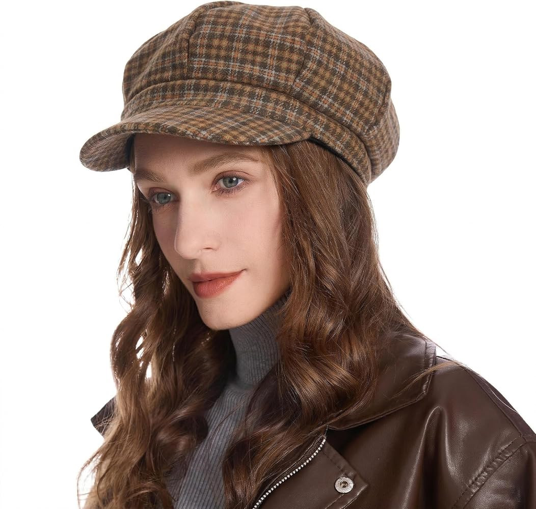 ZLYC Women Classic Newsboy Cap Visor 8 Panel Gatsby Cabbie Paperboy Hat | Amazon (US)