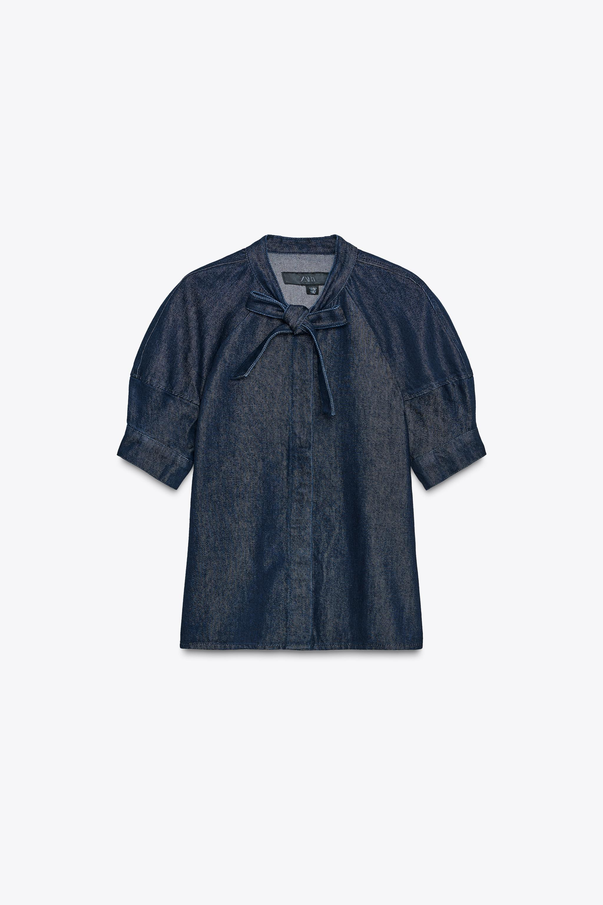 ZW COLLECTION DENIM TIE SHIRT | Zara US