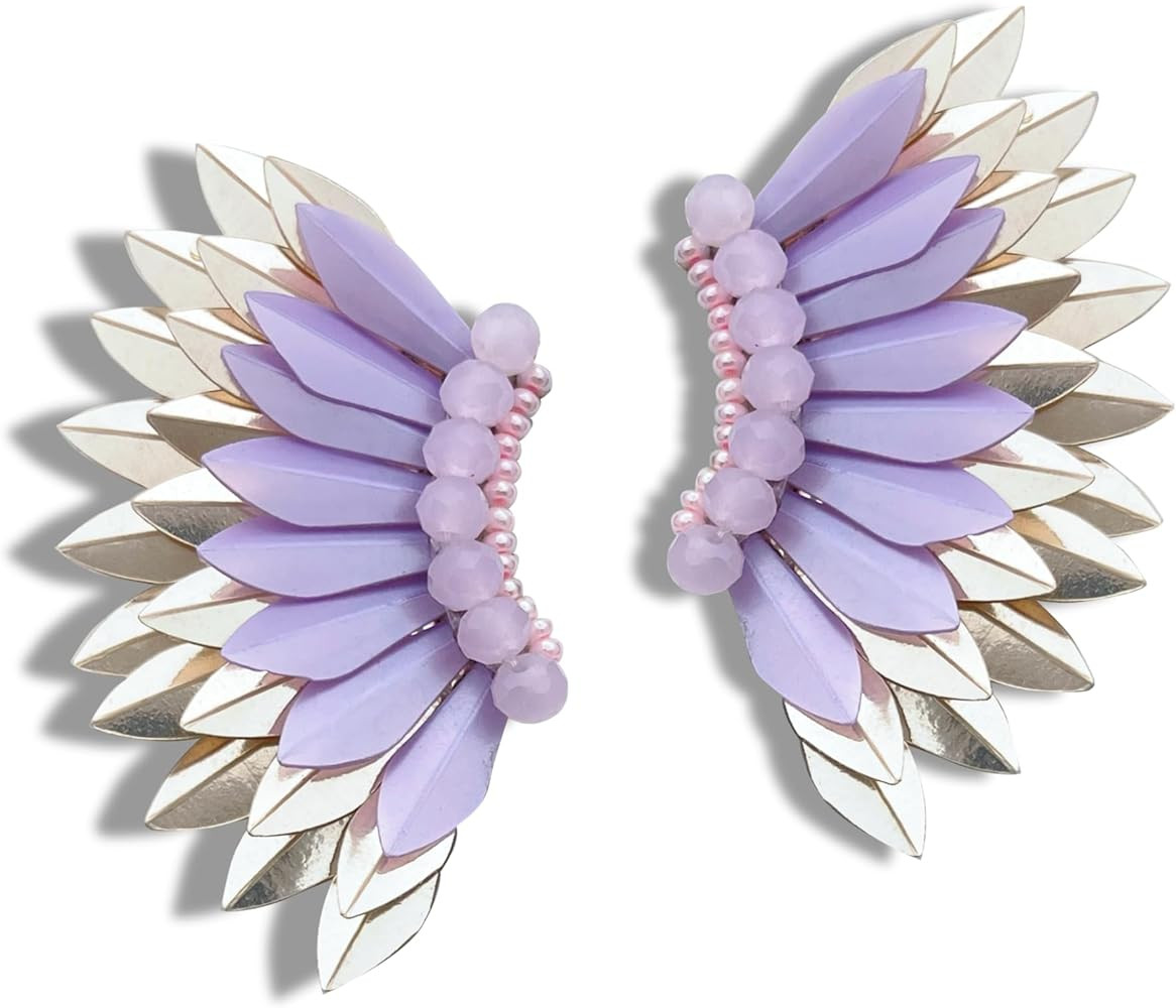 Angel wing earrings for women, Small statement Handmade Prom Earrings, Wings stud for girls, Bead... | Amazon (US)