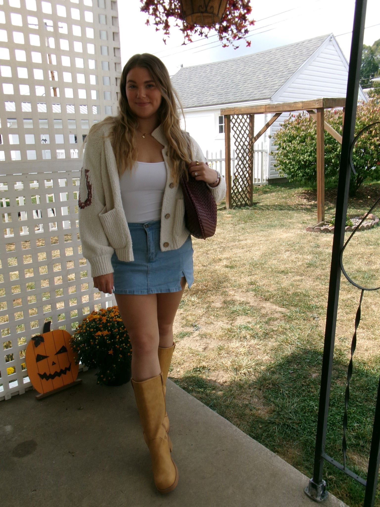 Fall fashion! The best fall boots from @walmart paired with a cute chunky sweater and denim skirt! #fallstyle #fallfashion #falloutfits 

#LTKFallSale #LTKSaleAlert #LTKStyleTip