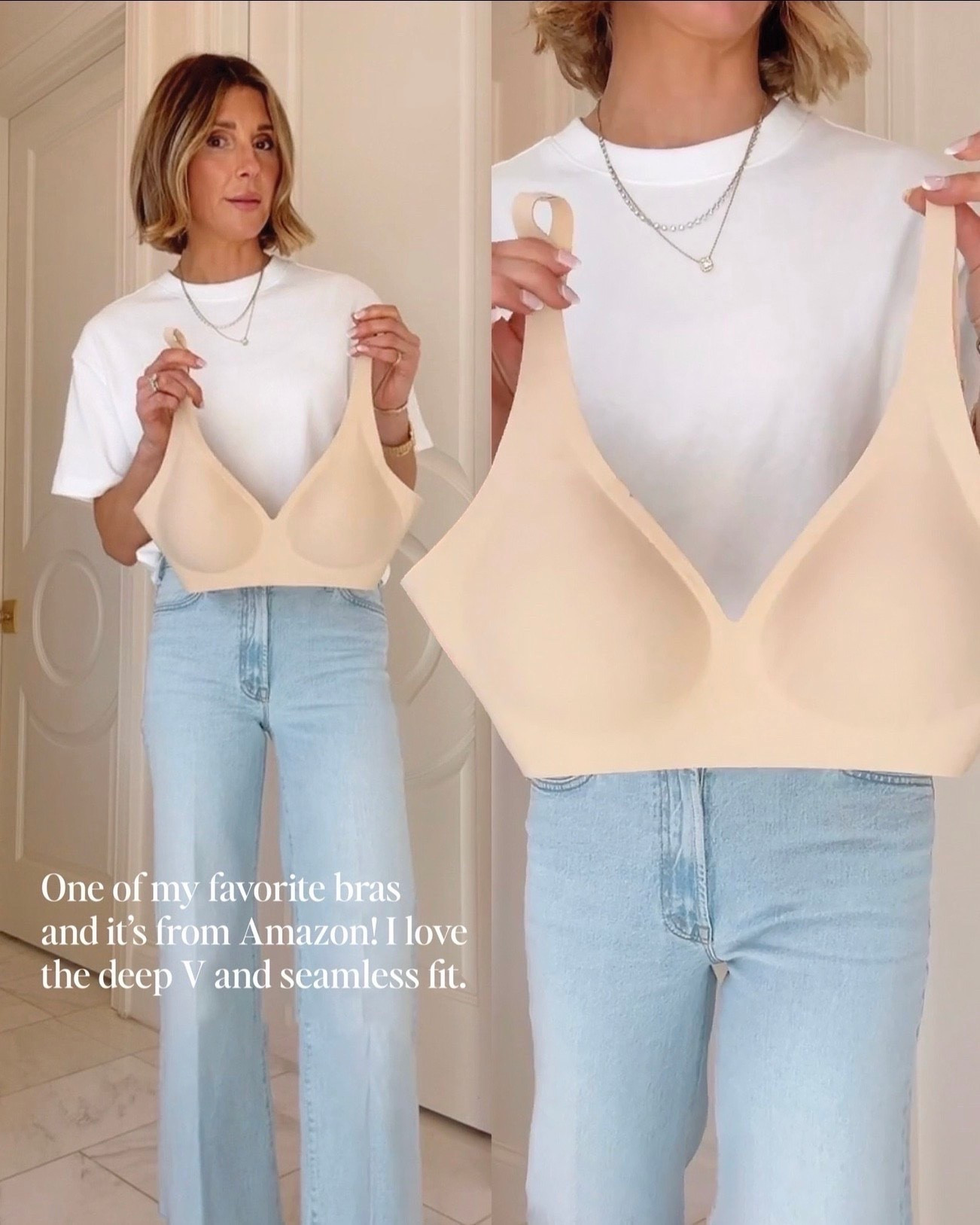 Love this deep v bra from Amazon. Under $30 and come in a ton of shades