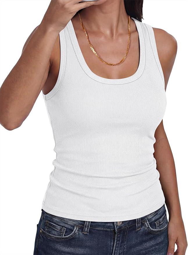 ANRABESS Womens Sleeveless Scoop Neck Tank Tops 2026 Summer Casual Basic Slim Fit Ribbed Knit Rac... | Amazon (US)