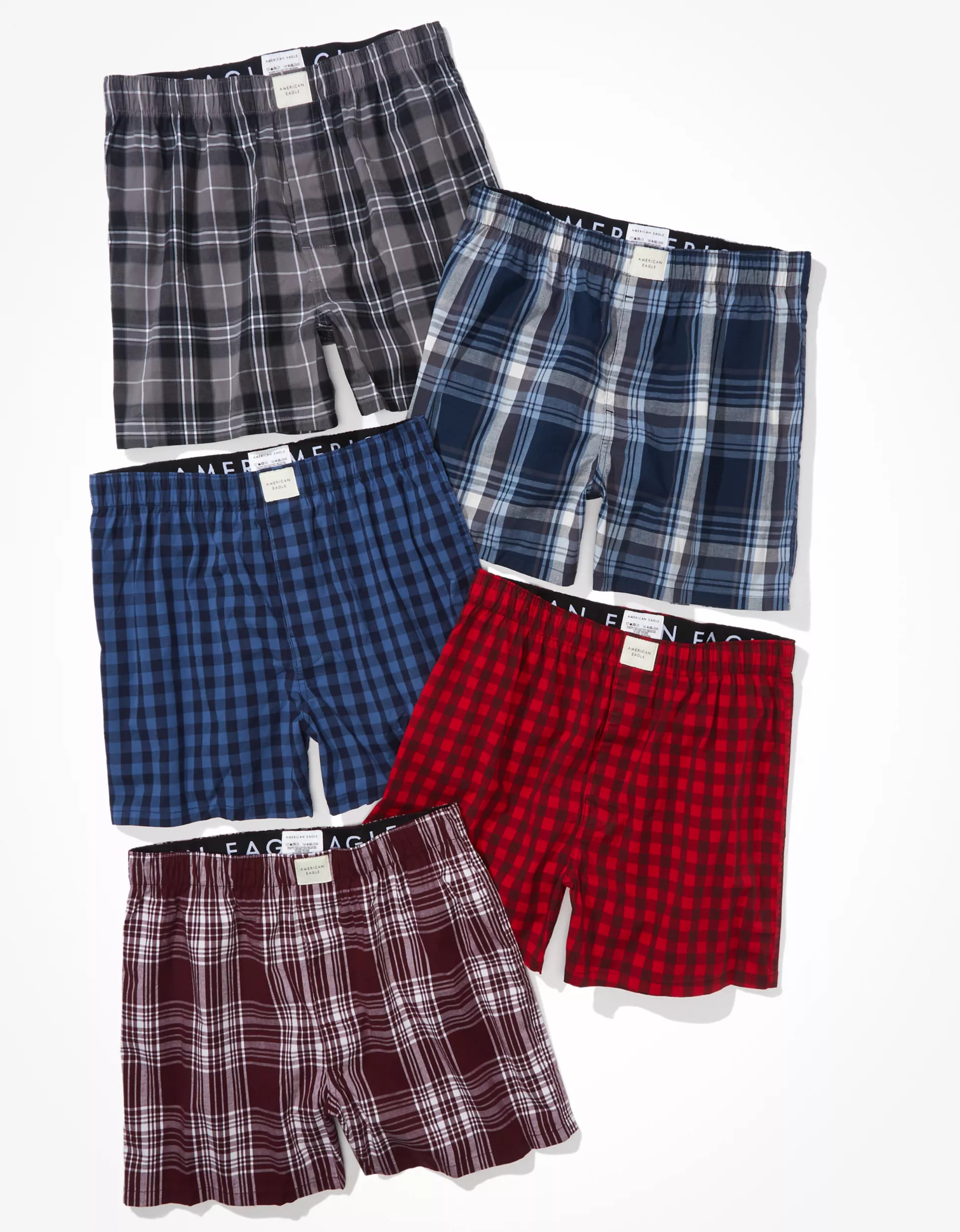 AEO Plaid Stretch Boxer Short 5-Pack | American Eagle Outfitters (US & CA)