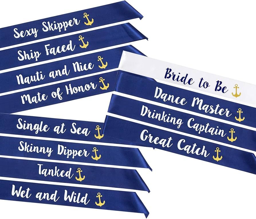 “Last Sail Before The Veil” Bachelorette Sashes | 12 Pack | 1 Bride to be Sash and 11 Bride T... | Amazon (US)