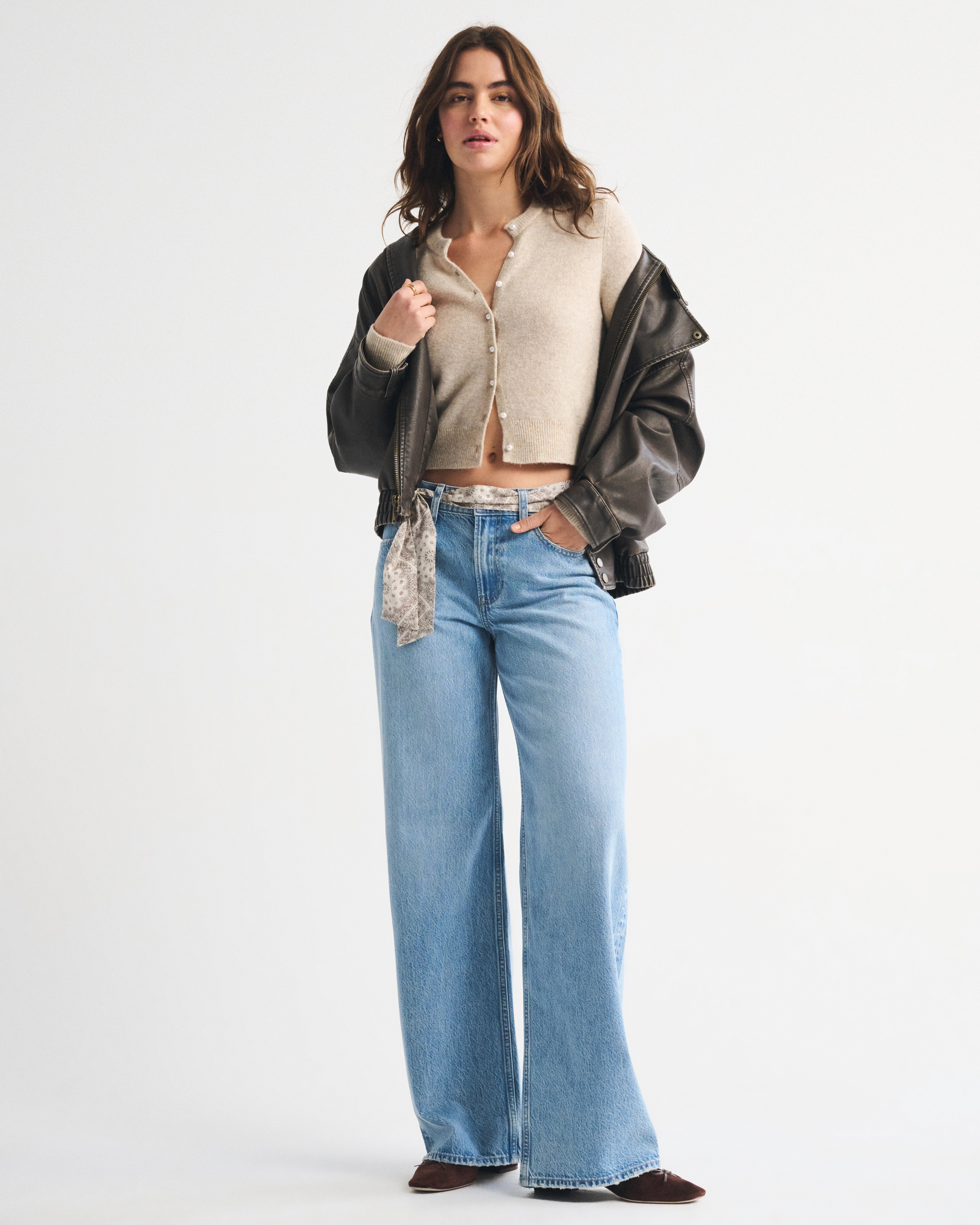 Low Rise Ultra Loose Removable Scarf Belted Jean | Abercrombie & Fitch (US)