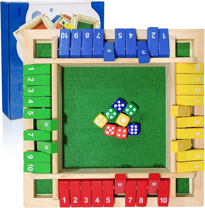 Shut The Box Game, Wooden Board Dice Games for Adults and Kids 2-4 Player Family Classics Tableto... | Amazon (US)