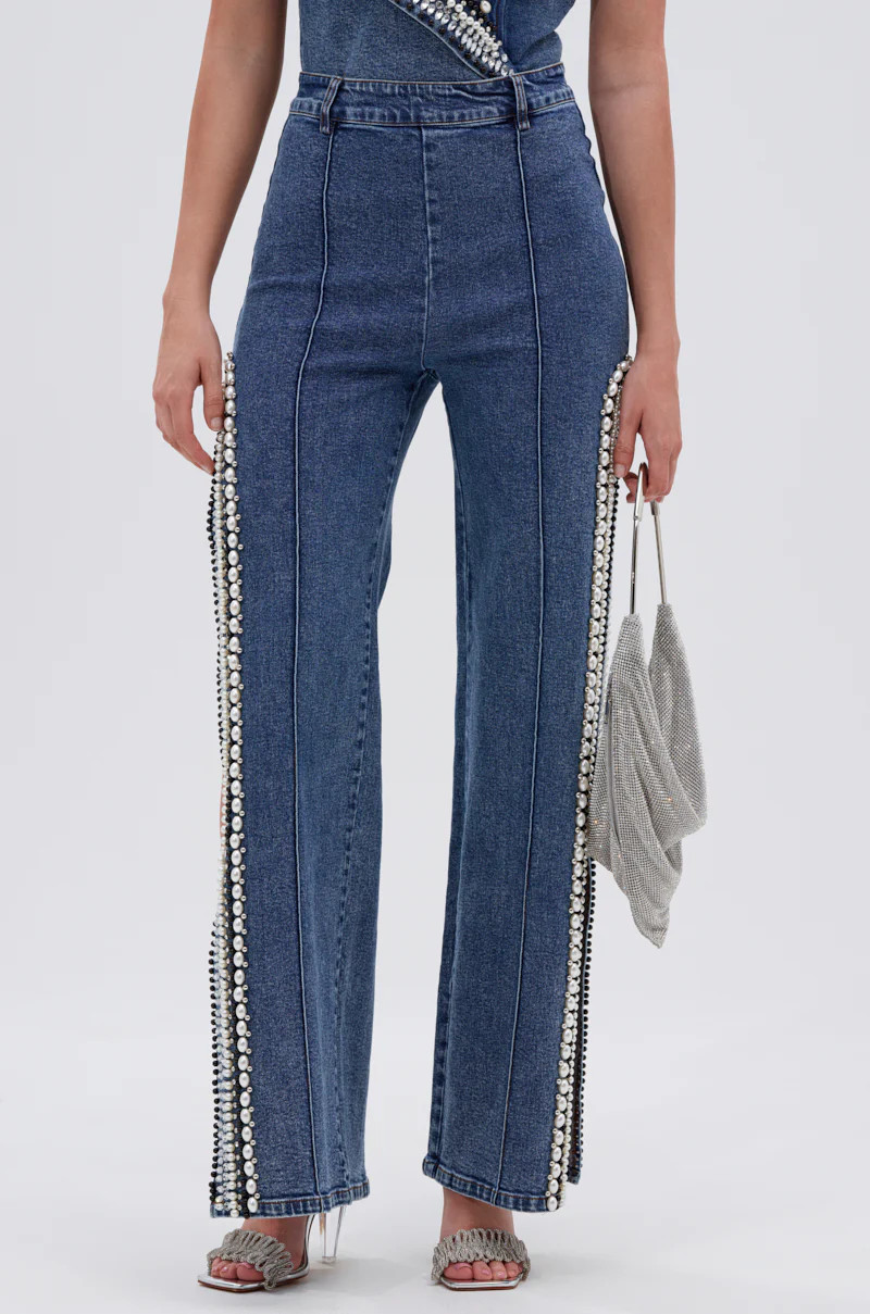 LUXURIOUS DENIM PANTS WITH SIDE SLITS | AKIRA