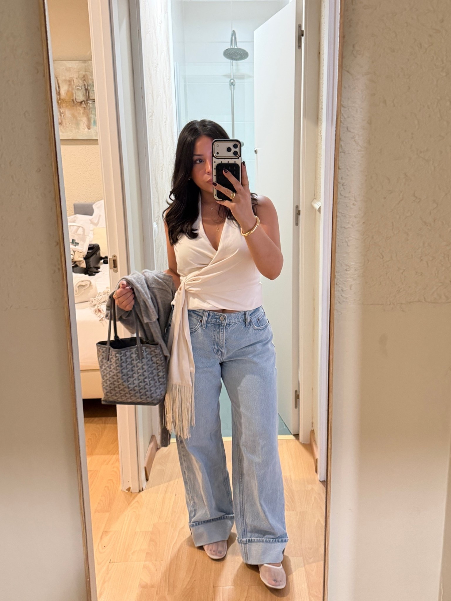 Top: small
Jeans: 26 short 
Flats: 6.5 
Tote bag

#LTKdayinmylife #LTKgrwm #LTKootd