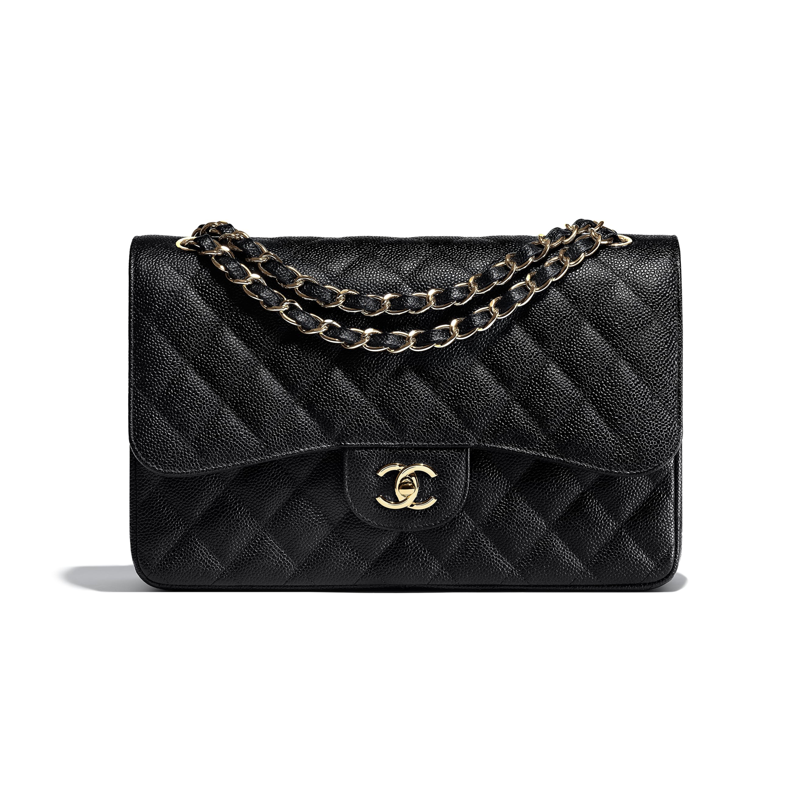 Grained Calfskin & Gold-Tone Metal Black Large Classic Handbag | CHANEL | Chanel, Inc. (US)