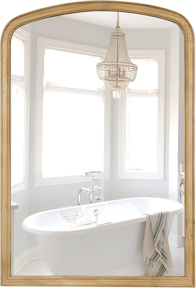WallBeyond Arched Wall Mirror Wood Framed, 24" x 36" Rustic Farmhouse Wood Arched Mirror for Bath... | Amazon (US)