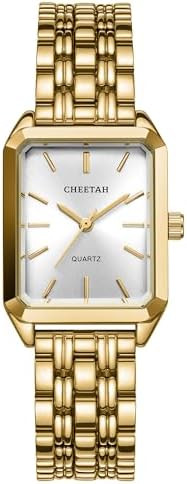 CHEETAH Women's Gold-Tone Dainty Watch, Retro Style Rectangular Case and Stainless Steel Band, Gi... | Amazon (US)