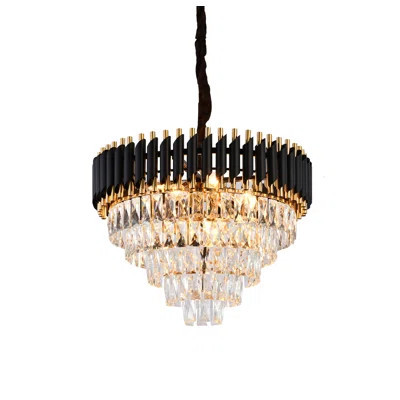 12 Light Black & Gold Chandelier with Clear Crystal Accents | Wayfair North America