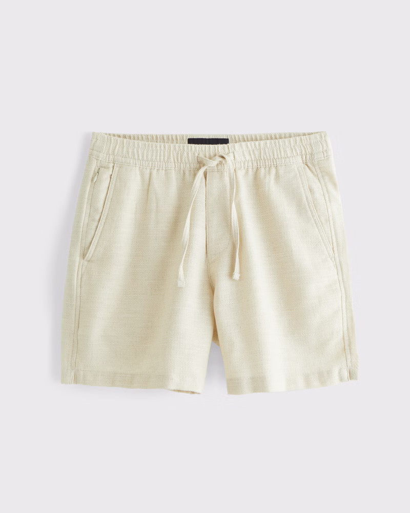 Men's Linen-Blend Pull-On Short | Men's Bottoms | Abercrombie.com | Abercrombie & Fitch (US)