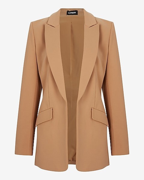 Open Front Peak Lapel Boyfriend Blazer | Express