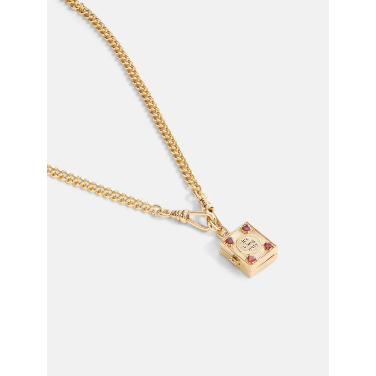 Free Assembly Women's Goldtone Book Pendant Necklace with Cubic Zirconia, 16" + 3" Extender | Walmart (US)