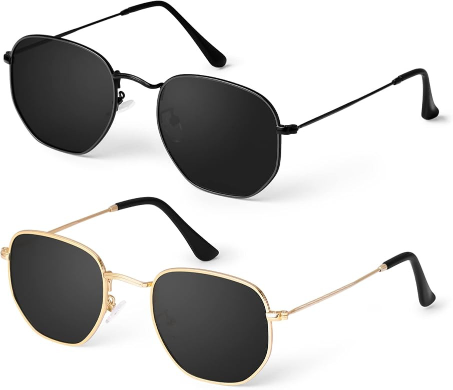 GRFISIA Small Round Polarized Sunglasses Women and Men Vintage Hexagon Square Sun glasses UV400 ... | Amazon (US)