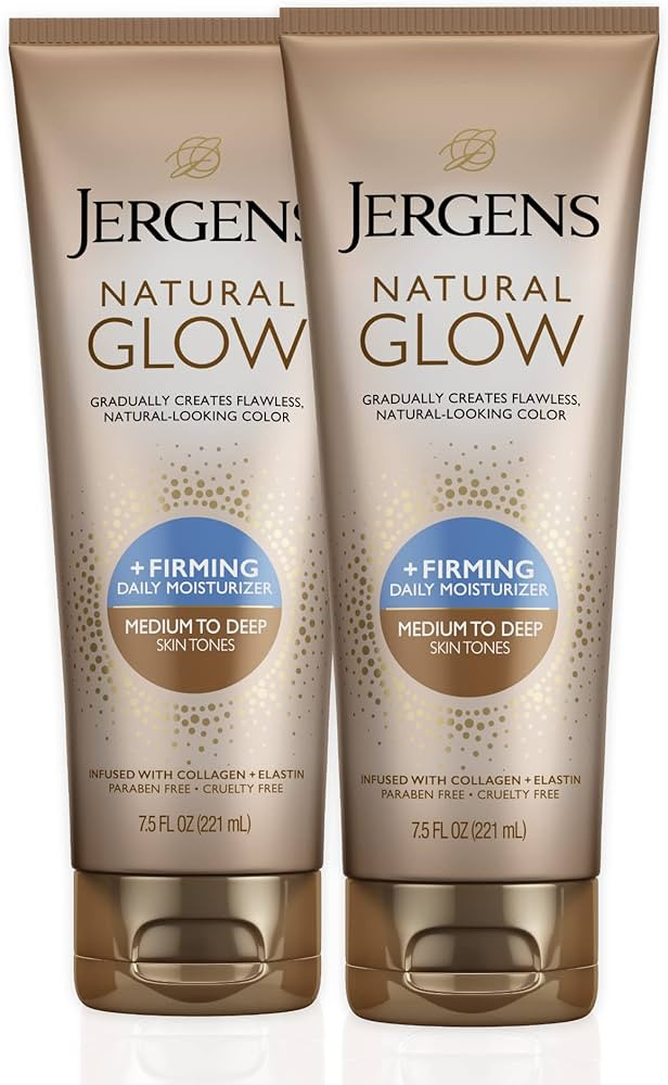 Jergens Natural Glow +Firming Self Tanner Body Lotion, Medium to Deep Skin Tone, Sunless Tanning ... | Amazon (US)