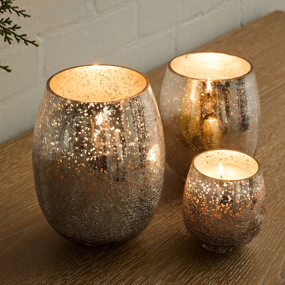 Silver Crackle Glass Candles - Balsam & Cedar | West Elm (US)