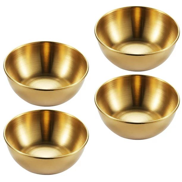 4pcs Appetizer Serving Tray Stainless Steel Sauce Dishes Spice Dish Plates - Walmart.com | Walmart (US)