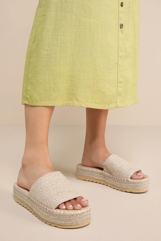 Del Mar Natural Espadrille Flatform Slide Sandals | Lulus