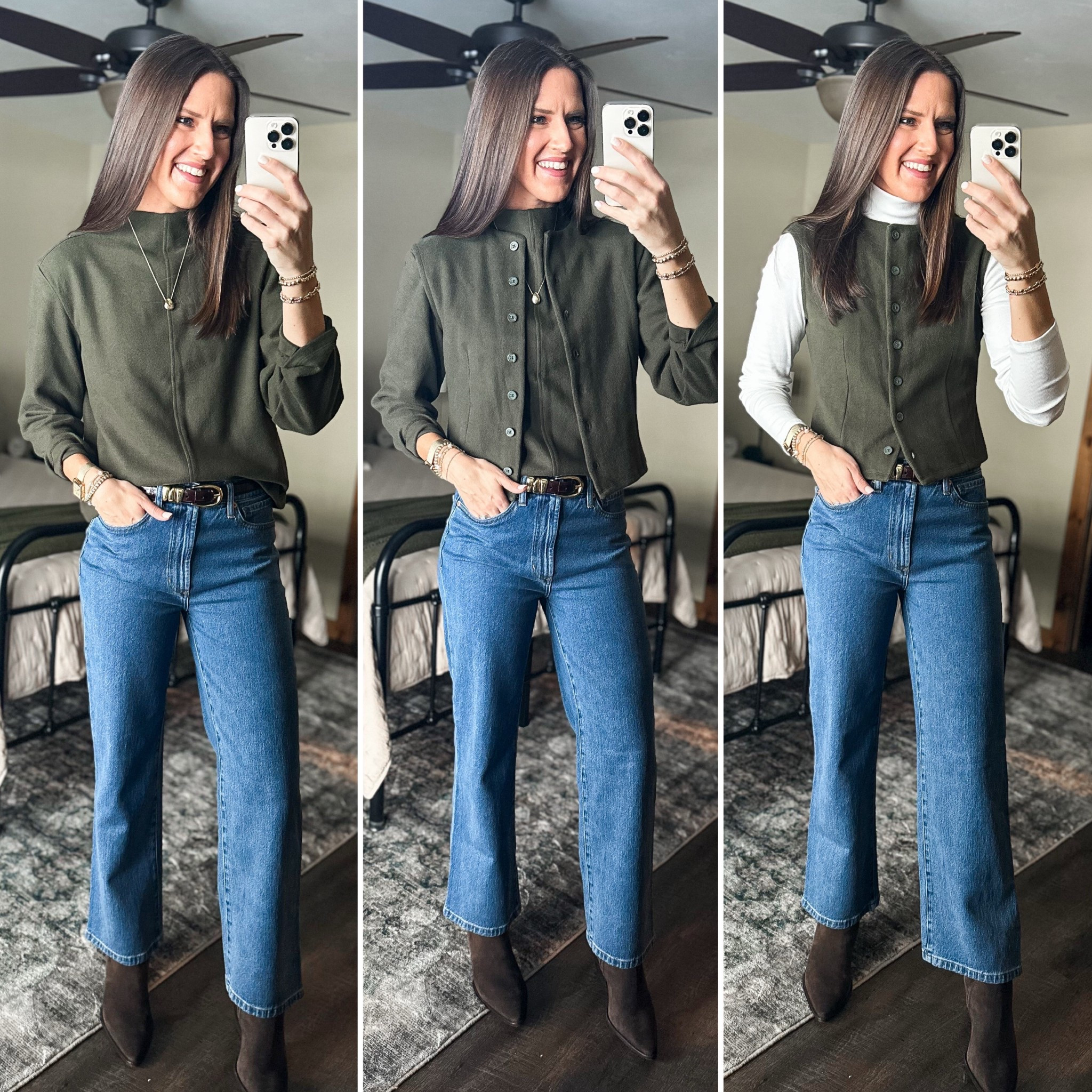 This mix and match set from Target has me swooning! It’s so unique and I love the fleece like fabric. So cute! Wearing a small in both. 