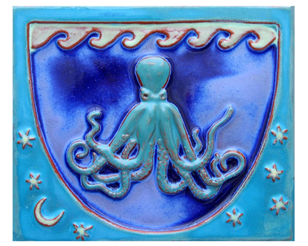 Handmade Ceramic Animal Icons Octopus Tile - Etsy | Etsy (US)