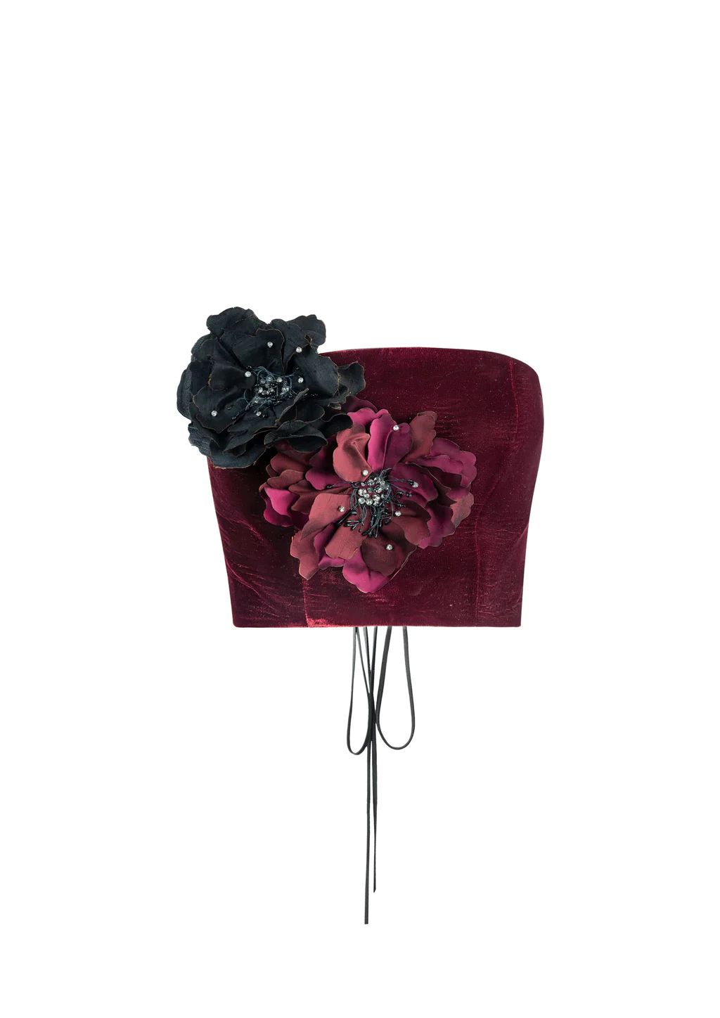 Persica Floral Bustier - Burgundy & Black (Limited Edition) | Rosewater Collective