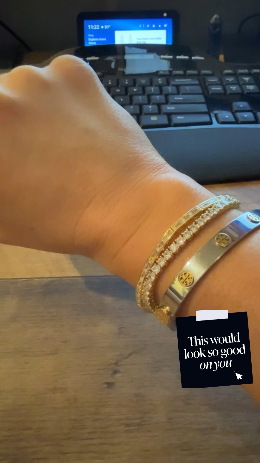 OBSESSED with this tennis bracelet! It’s on sale now during the Nordstrom Anniversary Sale! Originally $70 and is marked down to $44! Comes in gold (shown here) and silver! #NSale #jewelry #braceletstack 

#LTKFindsUnder50 #LTKStyleTip #LTKSaleAlert