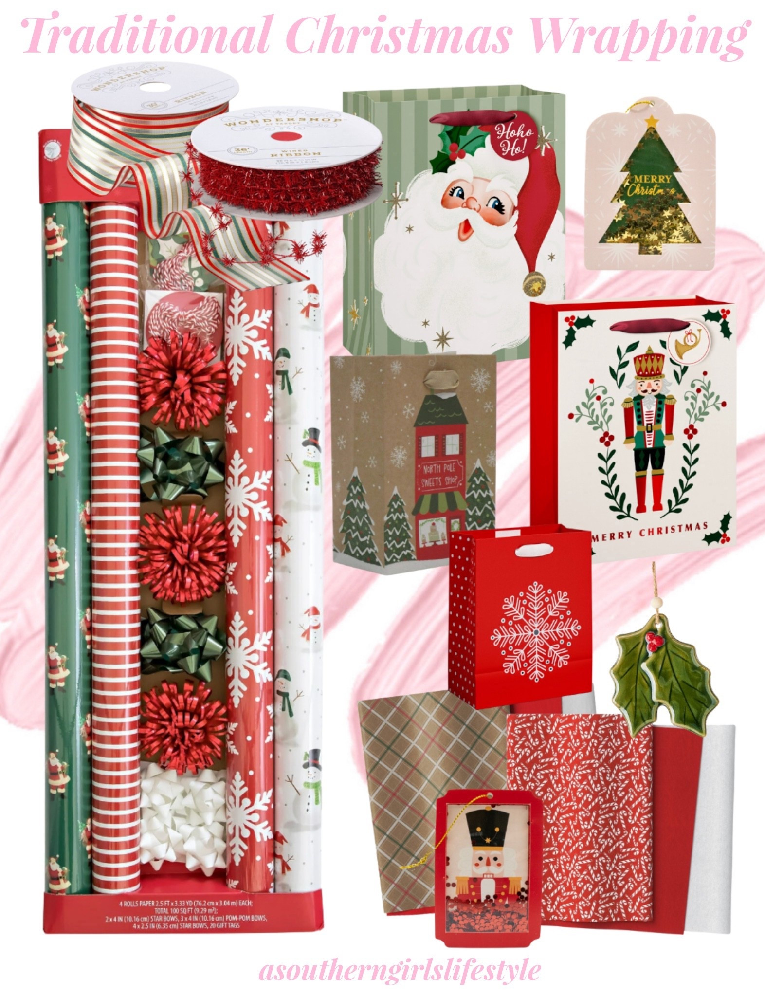 Traditional Christmas Gift Wrapping - saw the set in the store! It’s beautiful & right out of a nostalgic 90s Christmas! 

Plaid Ribbon, Tinsel Ribbon, Santa Bag, Nutcracker Bag, Sweet Shop Bag, Snowflake Bag, Greenery Ornament, Plaid Tissue Paper Set, Candy Cane Tissue & assorted Gift Tags

#LTKSeasonal #LTKGiftGuide #LTKHoliday