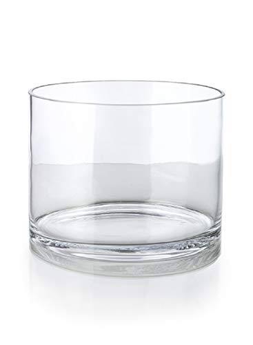 Serene Spaces Living Clear Glass Cylinder Vase, Use for Floral Arrangements or as Candle Holder, Cylindrical Shape Offers Endless Design Options, Measures 8" Diameter & 6" Tall | Amazon (US)