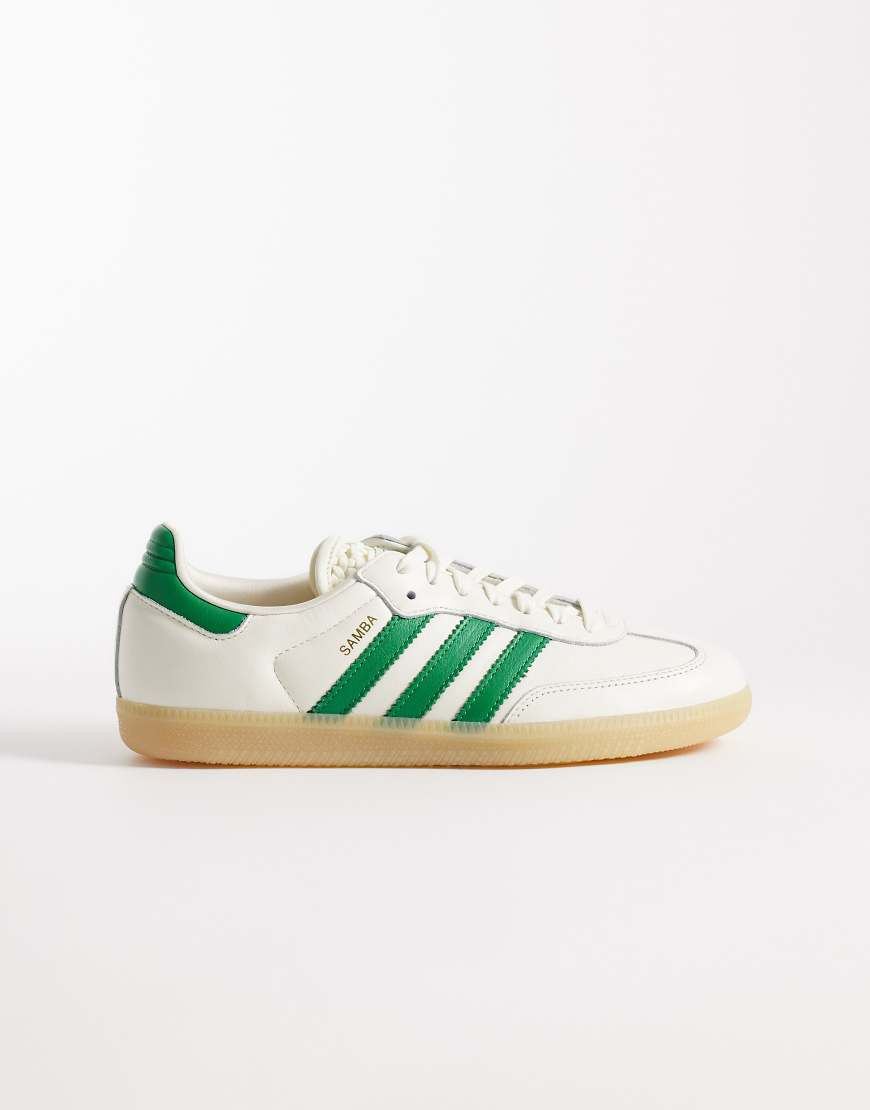 adidas Originals Samba OG trainers in off white and green with crochet tounge | ASOS (Global)