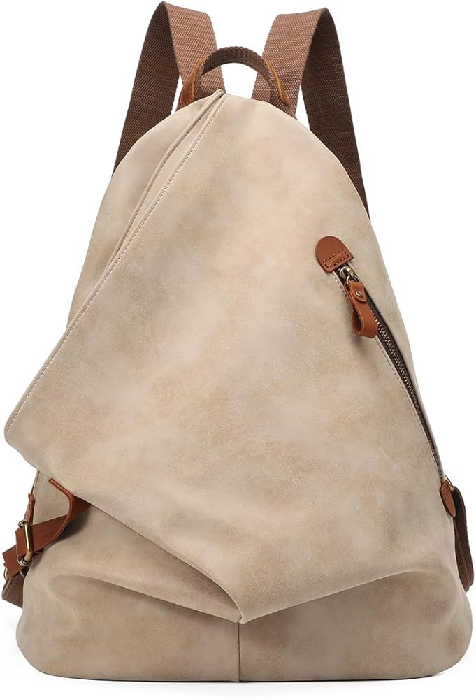 KL928 PU Leather Vintage Backpack – Large Casual Daypack Outdoor Travel Rucksack Hiking Backpac... | Amazon (US)