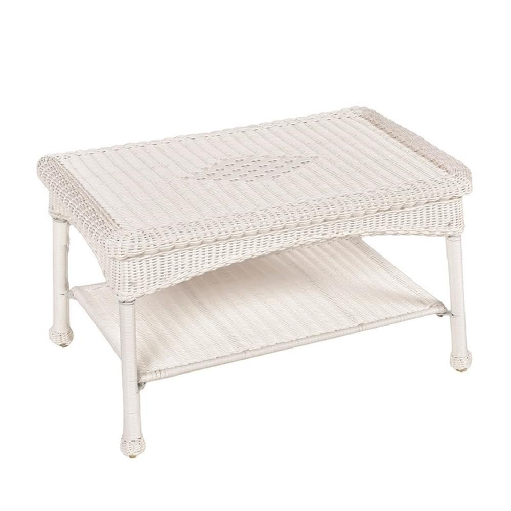 Pemberly Row Wicker Patio Coffee Table in White | Amazon (US)